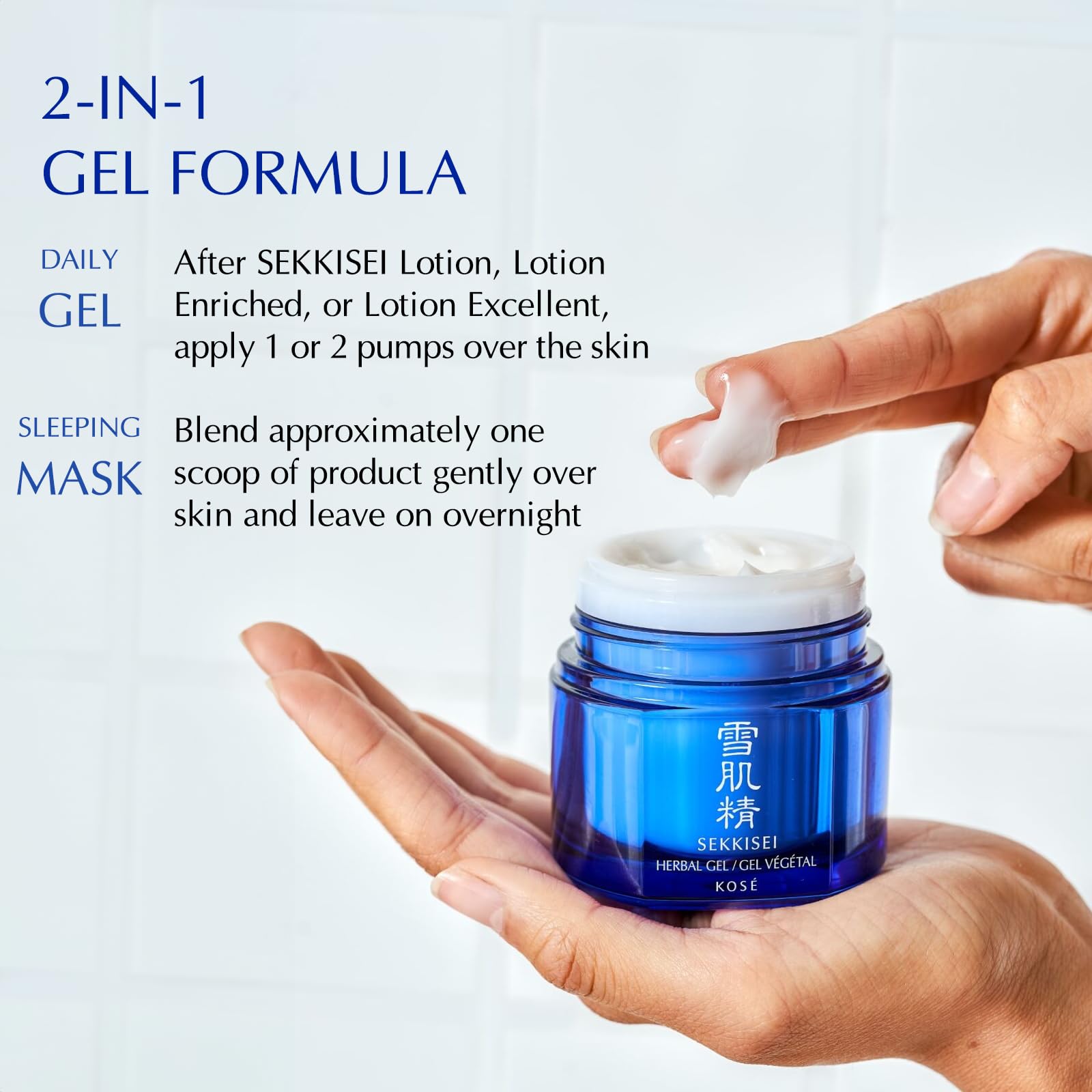SEKKISEI Herbal Gel - 6-in-1 Hydrating Face Moisturizer & Mask for Dry Skin (2.8 oz) | Multi-Purpose Skincare with Soothing Benefits | Perfect for Night Care & Travel Skincare Routine