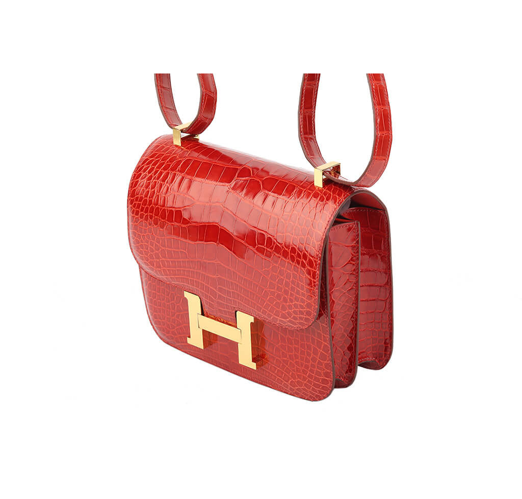 Luxury Hermès Constance 24 Handbag in Sanguine Alligator Leather - Elegant Designer Shoulder Bag for Women | Perfect for Parties, Weddings & Special Occasions