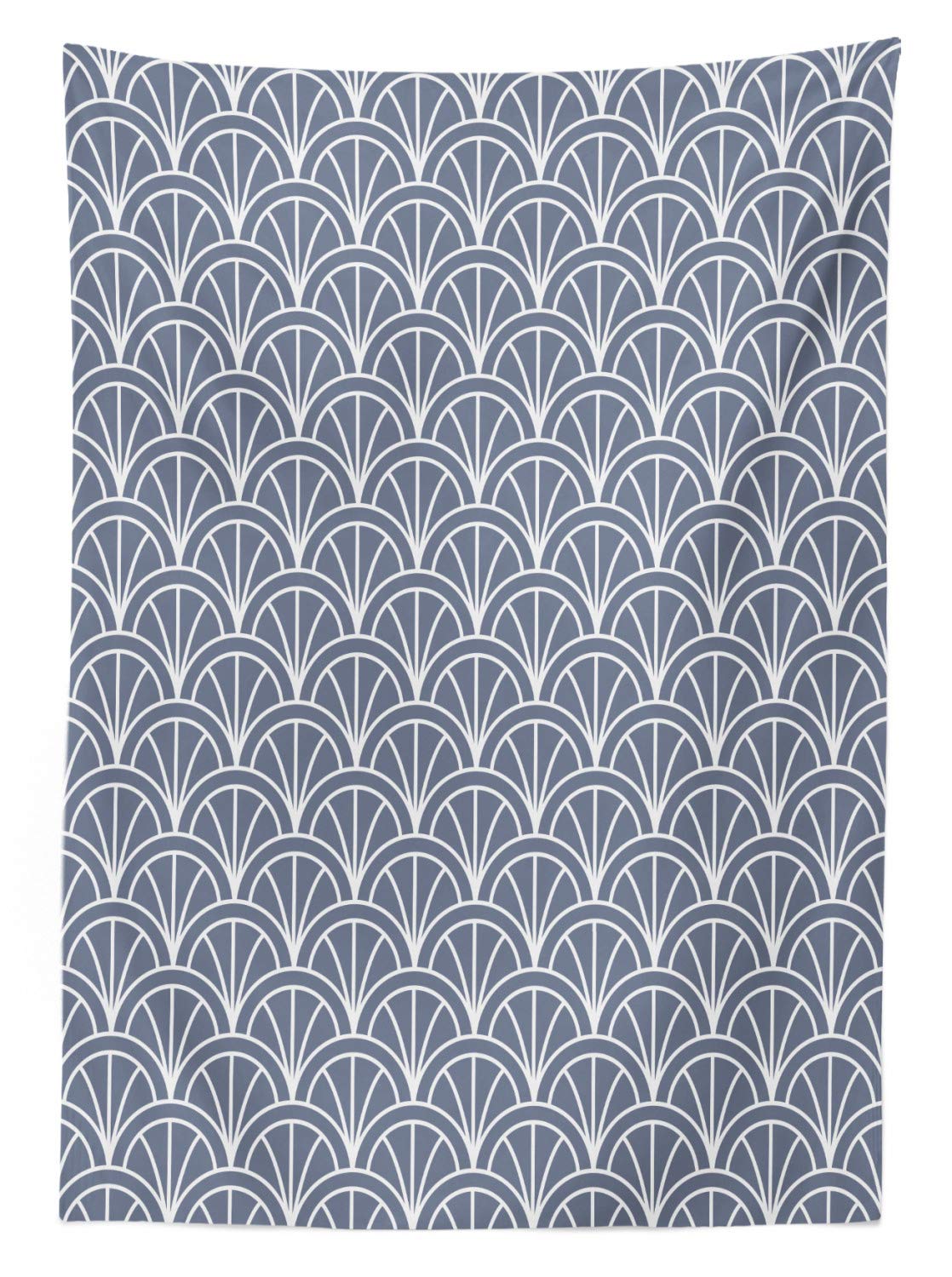 Ambesonne Geometric Outdoor Tablecloth - Monochrome Nautical Theme with Marine Inspired Circles Ocean Design - Waterproof Washable Picnic Table Cover 58x104 Inches Grey White - Perfect for Beach Parties, Backyard BBQs and Outdoor Dining