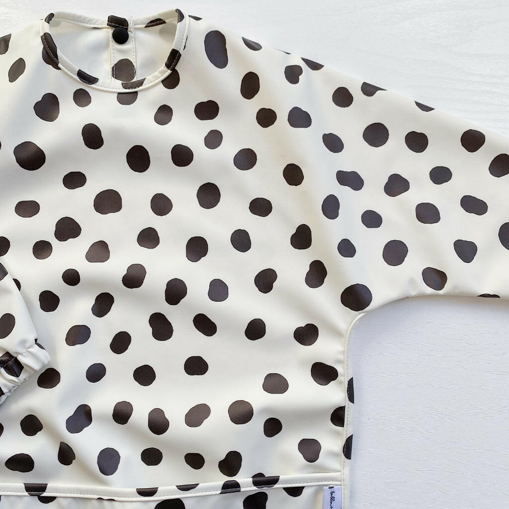 Spotty Print Long Sleeved Baby Bib - Soft & Absorbent for Messy Meals, Feeding Time & Playtime