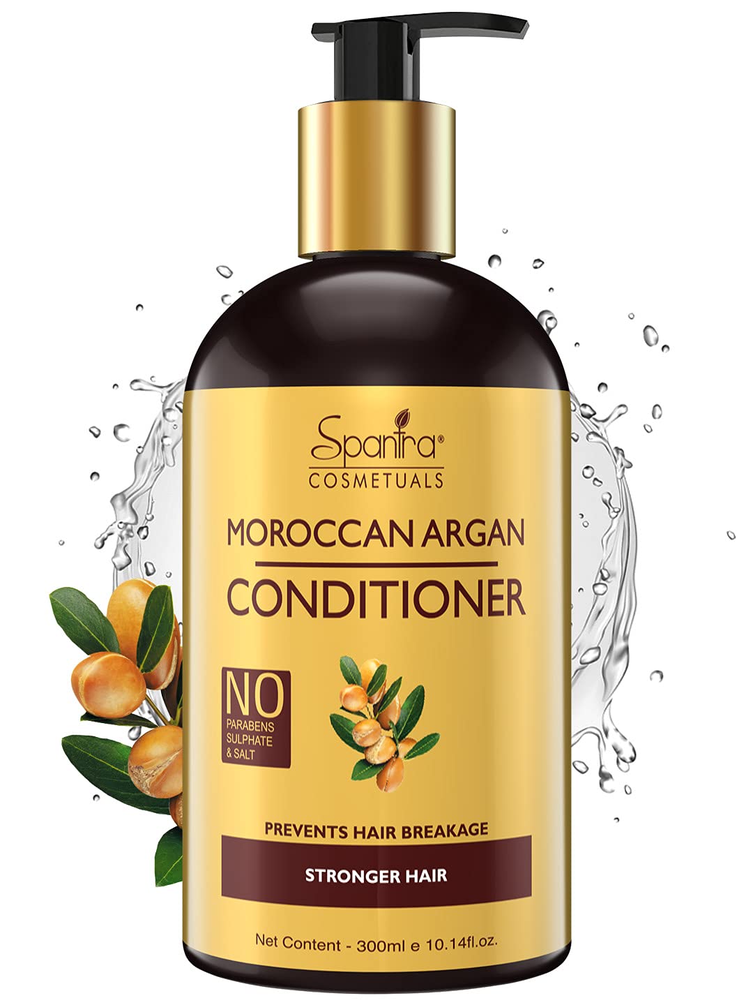Spantra Moroccan Argan Oil Hair Conditioner with Aloe Vera & Amla Extract - Deep Moisturizing & Hydrating Treatment for Dry, Damaged Hair - Paraben Free, 300ml - Perfect for Daily Hair Care & Salon-Quality Results at Home