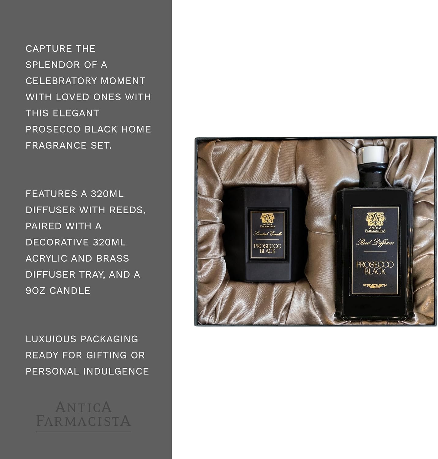 Antica Farmacista White Spruce Reed Diffuser & Scented Candle Gift Set - 320ml Aromatherapy Home Decor for Living Room, Bedroom & Bathroom