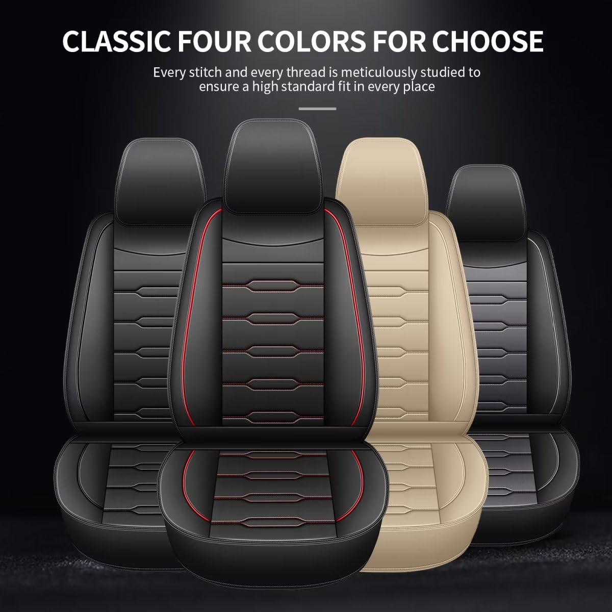 Custom Fit Faux Leather Seat Covers for Jeep Grand Cherokee 2004-2010 - Airbag Compatible Car Seat Protectors (2 Front Seats, Black & Red) | Durable Vehicle Cushion Covers for Enhanced Comfort & Style