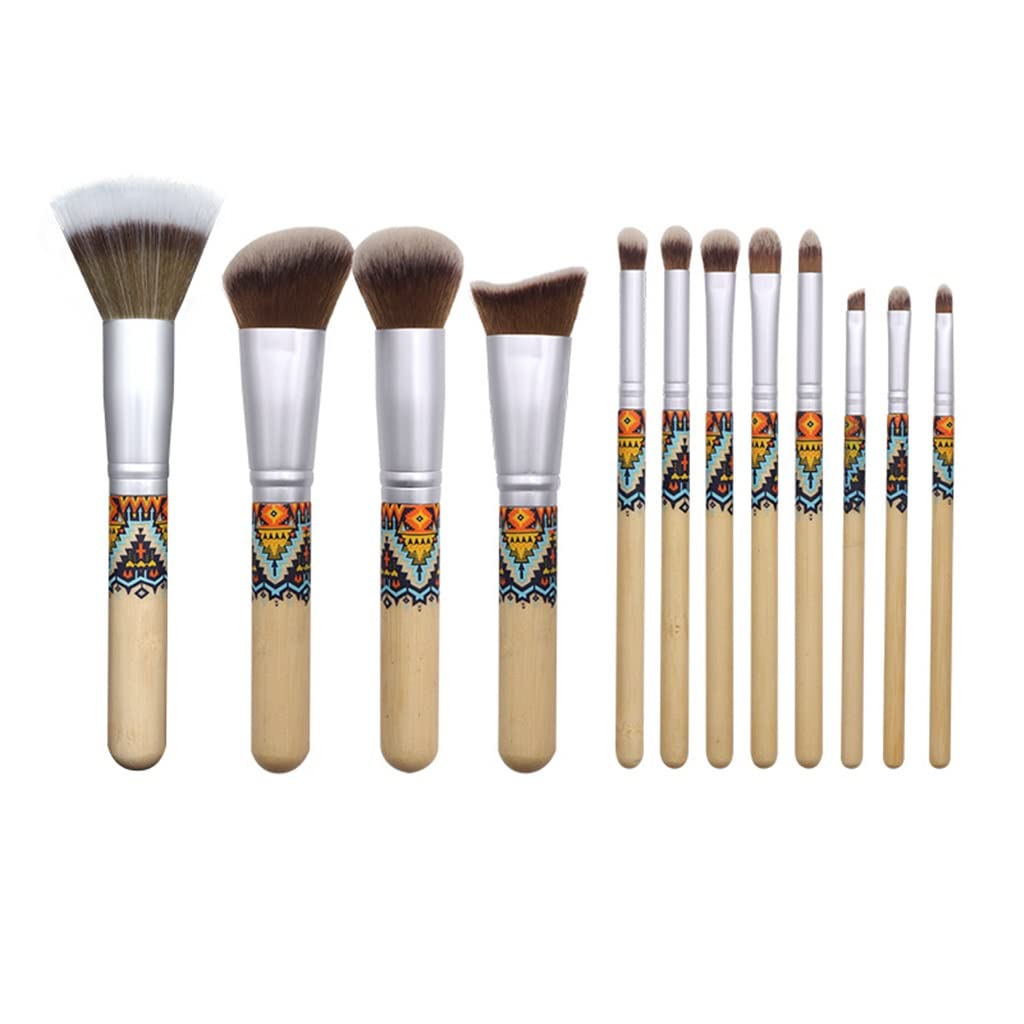 **MIAOHY 12-Piece Professional Makeup Brush Set - Soft Fiber Wool, Multi-Function Bamboo Handle, Natural Color - Perfect for Foundation, Blending, Contouring & Eyeshadow - Ideal for Women's Beauty & Makeup Kits**