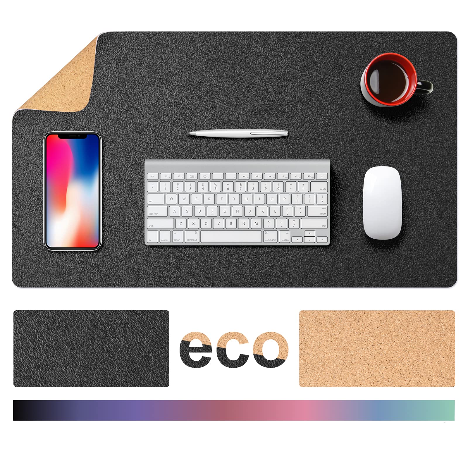 TESOBI Large Natural Cork & Leather Desk Mouse Pad - 24