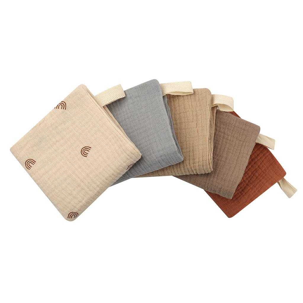 Kamonda 5-Piece Baby Burp Cloths Set - Ultra Absorbent Drool Towels, Soft Washcloths & Handkerchiefs for Newborns - Perfect for Feeding, Burping & Messy Playtime