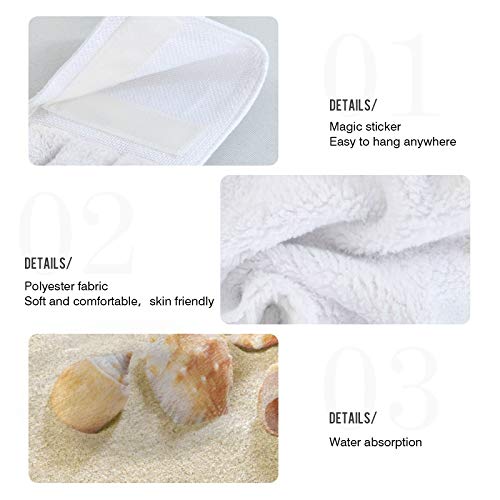 Summer Starfish Kitchen Hanging Hand Towels - 2 Pack Absorbent Cotton Beach Seashell Design Dish Towels with Loops for Bathroom, Kitchen & Home Decor | Perfect for Coastal Themed Homes, Beach Houses and Vacation Rentals