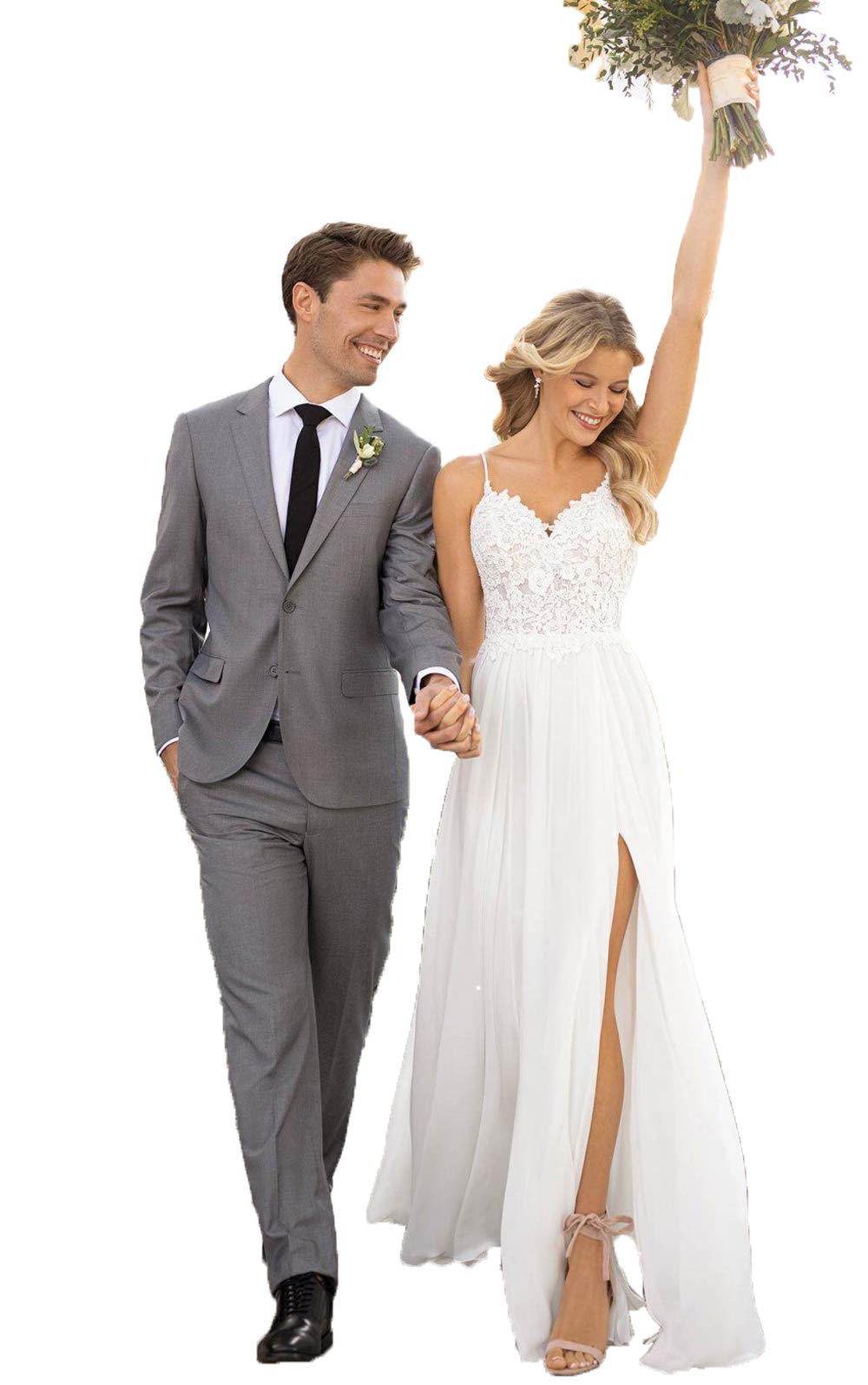 Elegant 2021 Women's Wedding Dress - Lace Applique Backless Ball Gown with V-Neck for Bride | Perfect for Evening Ceremonies, Bridal Showers & Formal Events