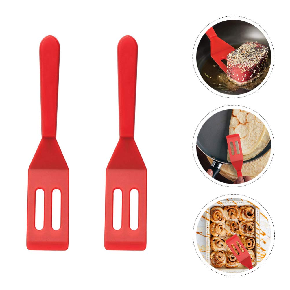 2-Pack Heat-Resistant Silicone Spatulas for Cooking & Baking - Non-Stick Kitchen Utensil Set with Shovel Cream Design - Perfect for Flipping Steaks, Mixing Batter & Serving Desserts