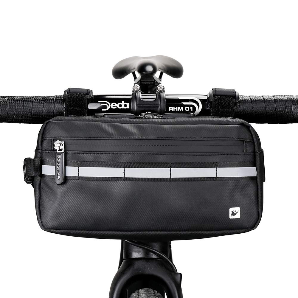Rhinowalk Waterproof Bike Handlebar Bag - Front Bicycle Basket, Shoulder & Waist Bag for Cycling, Sports & Commuting - Durable Cycling Accessories (Black)