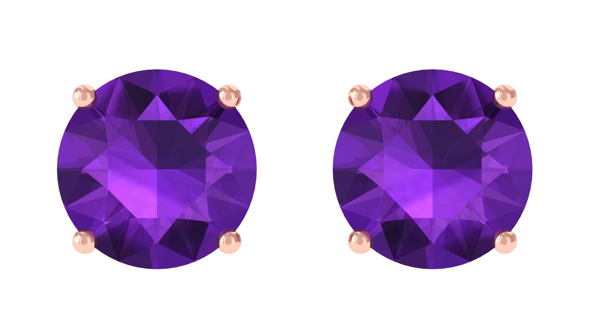 3/4 CT Amethyst Stud Earrings for Women - 4.50 MM Violet Amethyst Solitaire Earrings in 14K Solid Gold | Perfect for Weddings, Anniversaries & Everyday Elegance