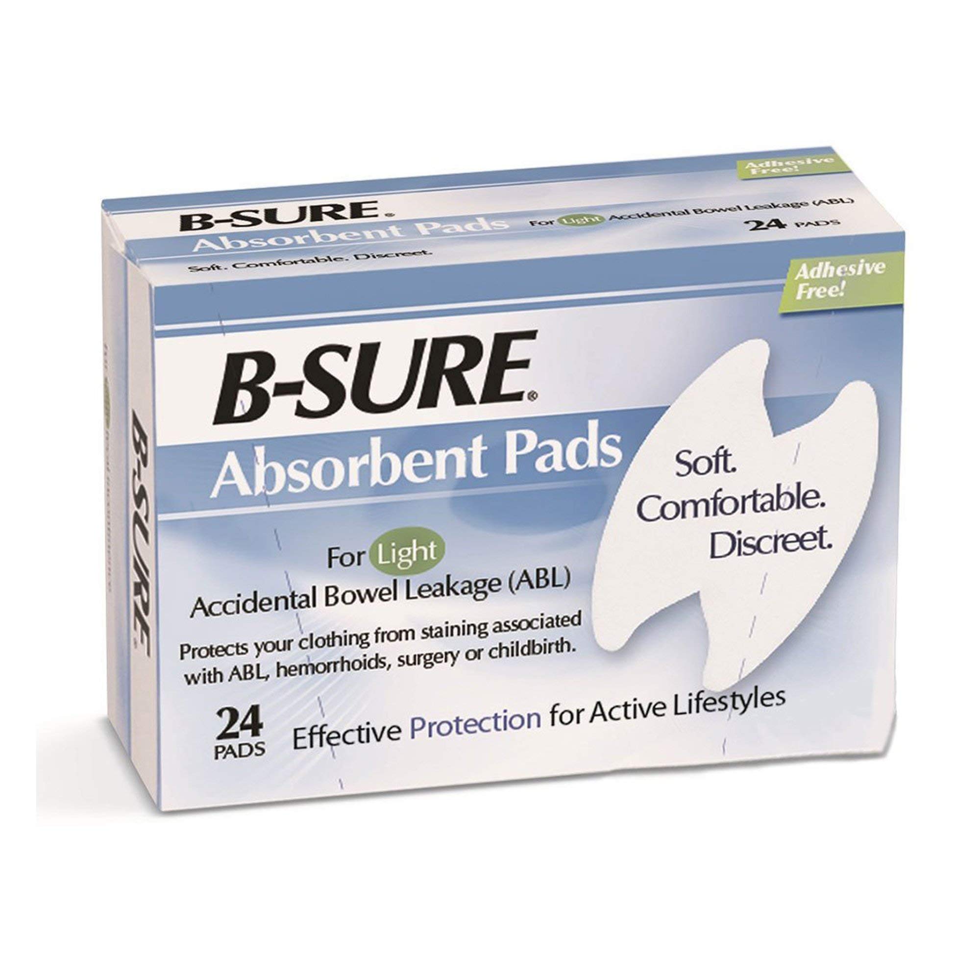 B-Sure Anal Leakage Pads - 288 Count (12 Boxes of 24 Pads) | Disposable Incontinence Pads for Adults | Comfortable & Absorbent Protection for Daily Use, Travel & Post-Surgery Care