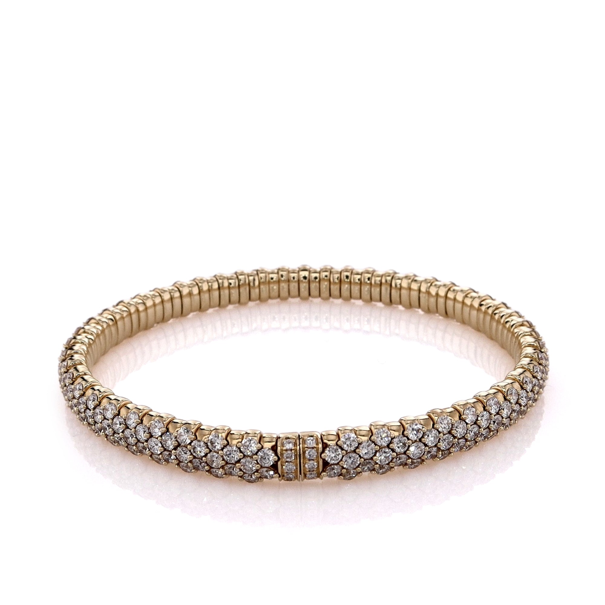 14K Yellow Gold 6 Carat Stretch Diamond Bangle Bracelet for Women - Elegant Tennis Bracelet for Weddings, Parties & Special Occasions