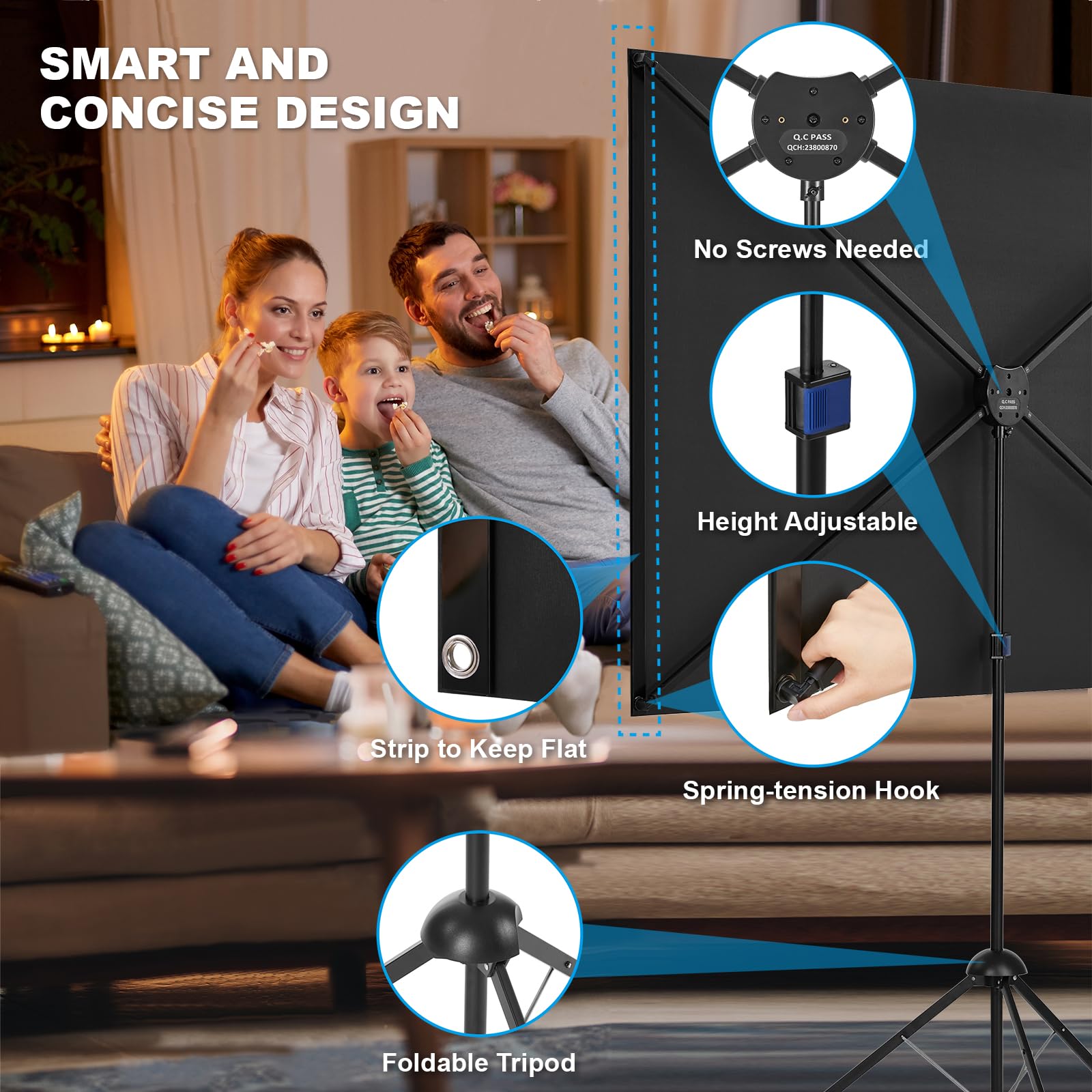 120 Inch Portable Projector Screen with Stand - 16:9 HD Outdoor Movie Screen, 1.2 Gain & 160° Viewing Angle - Quick Setup for Home Theater, Backyard Parties, Camping & Outdoor Movie Nights