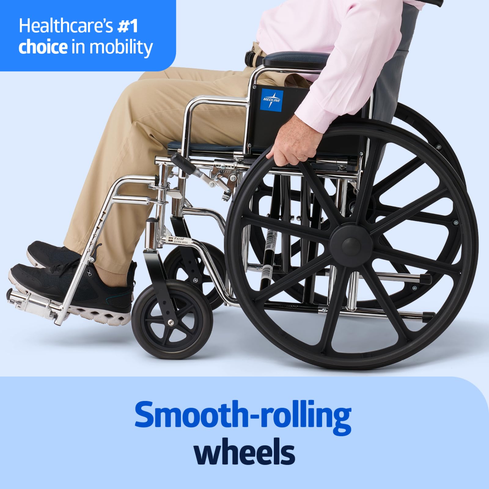 Medline Excel Extra-Wide Bariatric Wheelchair for Heavy Duty Adults & Seniors - 24