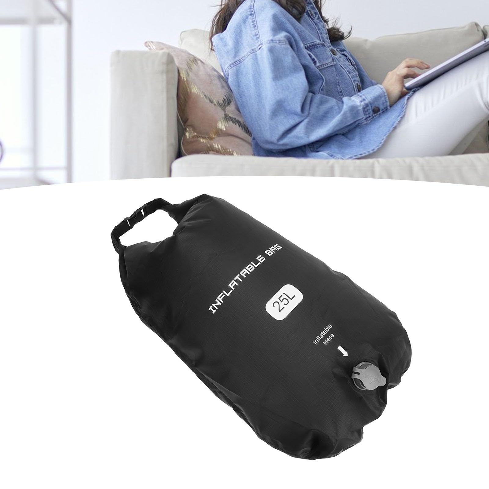 **Portable Air Pump Bag - Waterproof Inflatable Sleeping Bag & Travel Foot Rest - Multi-Functional Storage Bag for Camping, Hiking, and Road Trips**