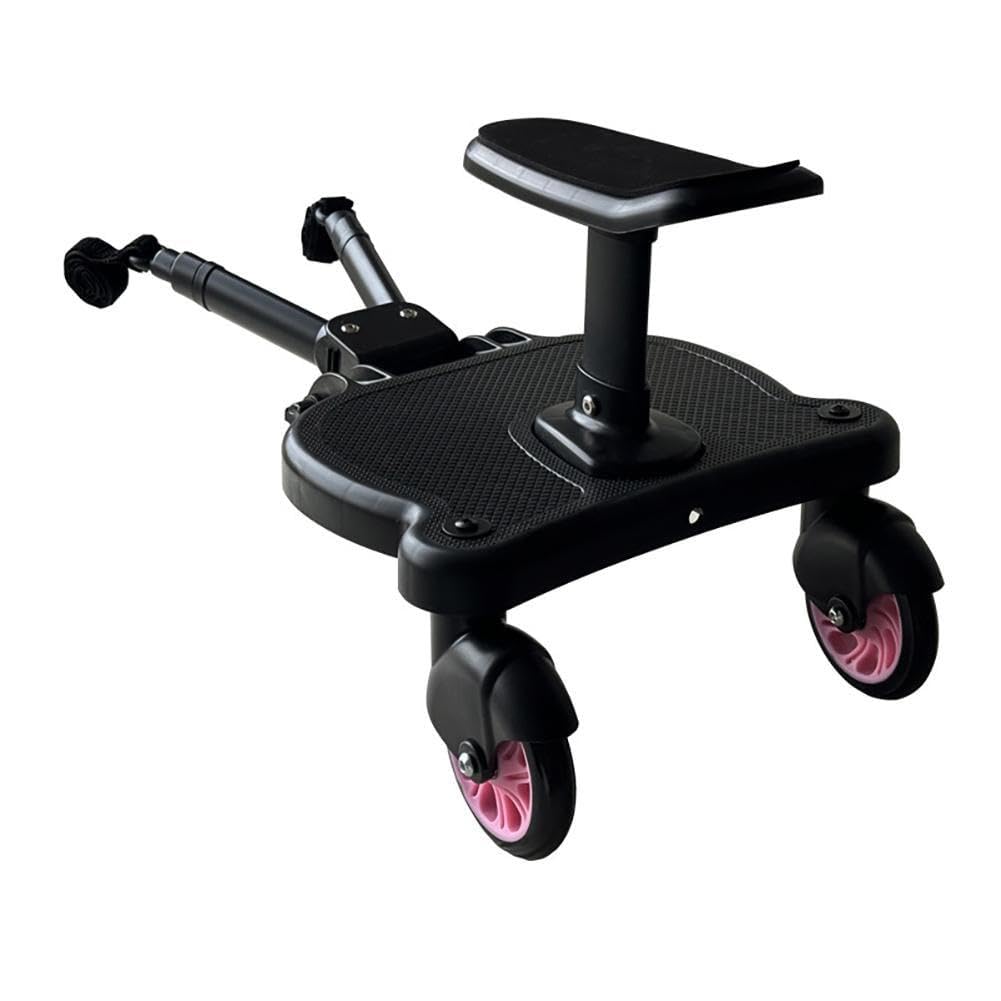 Universal Stroller Board with Seat - Comfortable Wheeled Buggy Board for Pushchairs & Prams - Adjustable Toddler Standing Platform - Perfect for Shopping, Travel & Family Outings