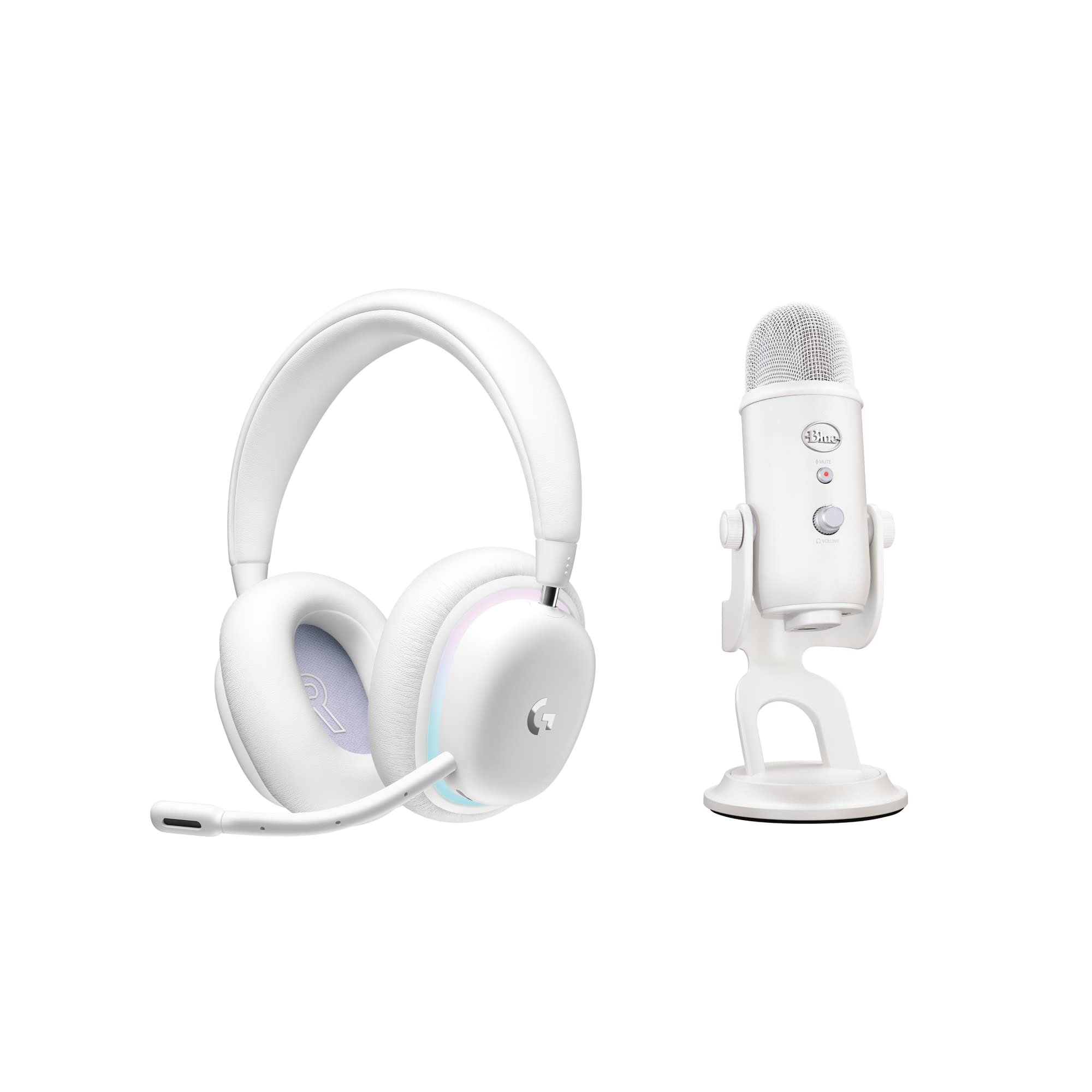 Logitech G735 Wireless Gaming Headset & Blue Yeti USB Microphone Bundle for PC/Mac Streaming - White Mist | Pro Streaming Setup with Exclusive Streamlabs Themes for Gamers & Content Creators
