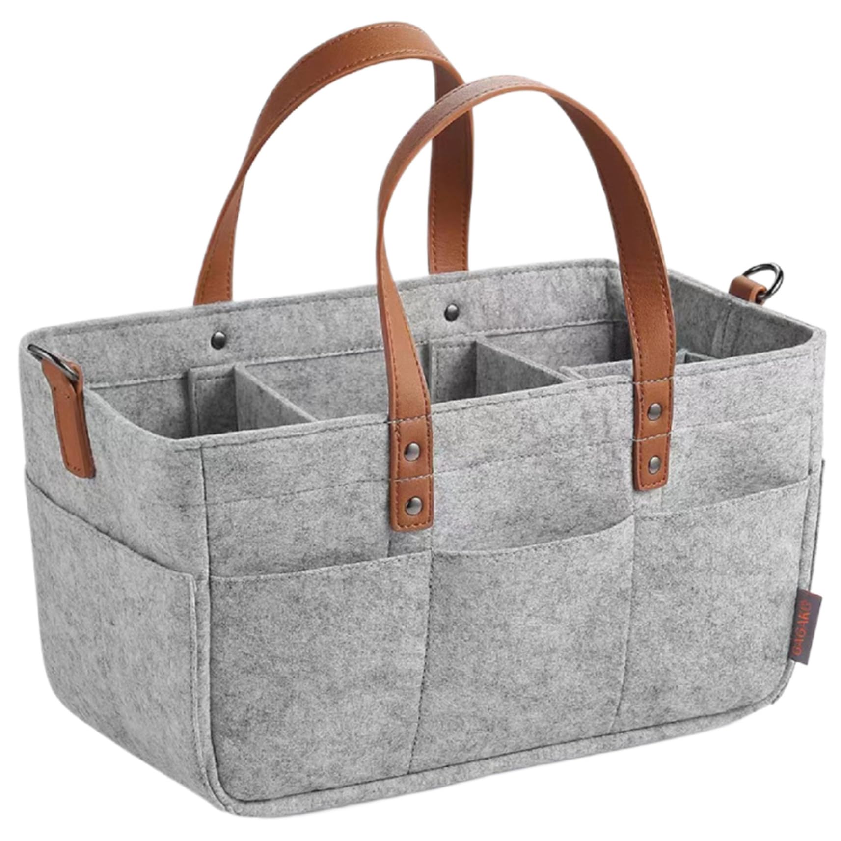 Portable Baby Diaper Caddy Organizer - Foldable Nursery Storage Bag for Diapers, Wipes & Essentials - Grey Felt Changing Table Organizer - Perfect for Nursery, Travel & On-the-Go Parents