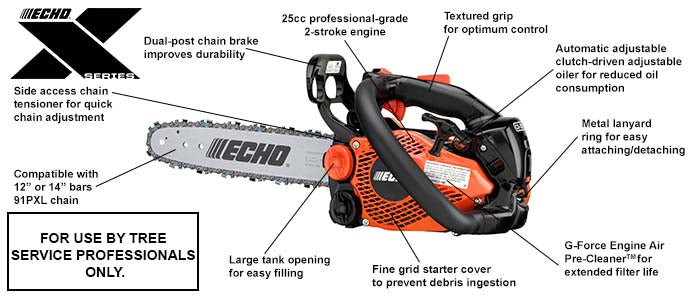 ECHO CS 2511T Professional 14-Inch Top Handle Chainsaw - Lightweight Arborist Chainsaw for Tree Trimming, Pruning & Landscaping | Perfect for Professional Loggers & Home Garden Use