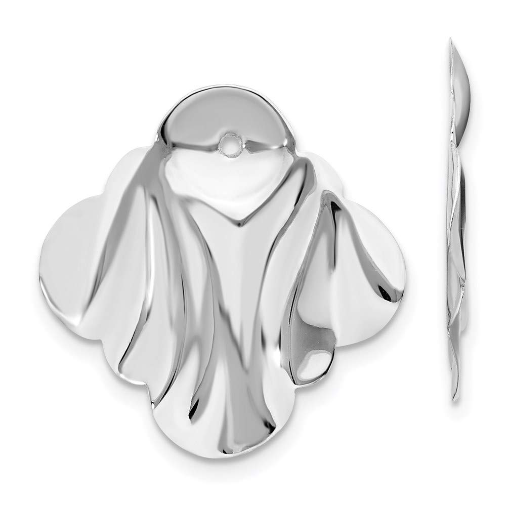 14k White Gold Hammered Fancy Earring Jackets - Elegant Stud Enhancers for Weddings & Parties
