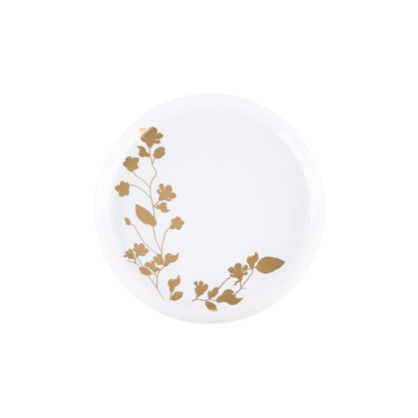 Elegant White and Gold Round Plastic Plates - 12-Pack Disposable Dinner Plates for Parties, Picnics, BBQs, and Outdoor Dining - Durable and Stylish Tableware for Garden Gatherings