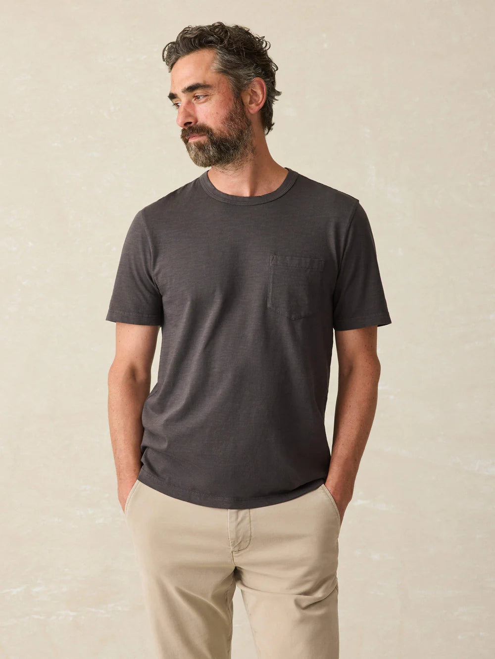 FAHERTY Men's Sunwashed Pocket Short Sleeve T-Shirt - Soft Cotton Casual Tee for Summer, Beach, and Everyday Wear