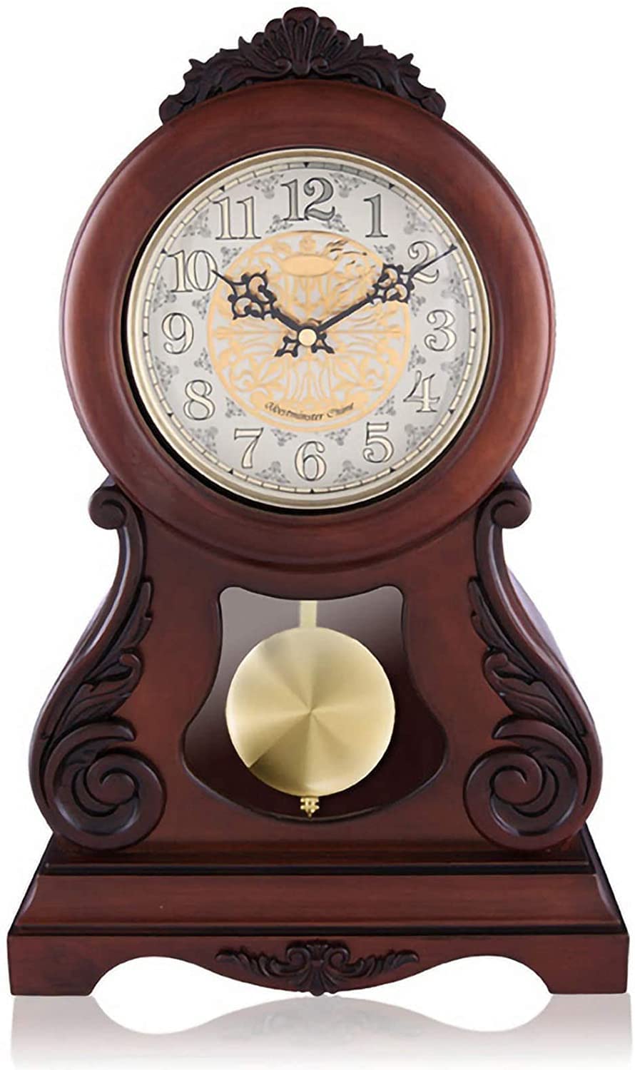 Vintage Solid Wood Mantel Clock - Silent Non-Ticking Battery Operated Decorative Table Clock for Fireplace, Living Room, Office & Shelf Decor - Perfect for Home, Office & Gift Giving Scenes