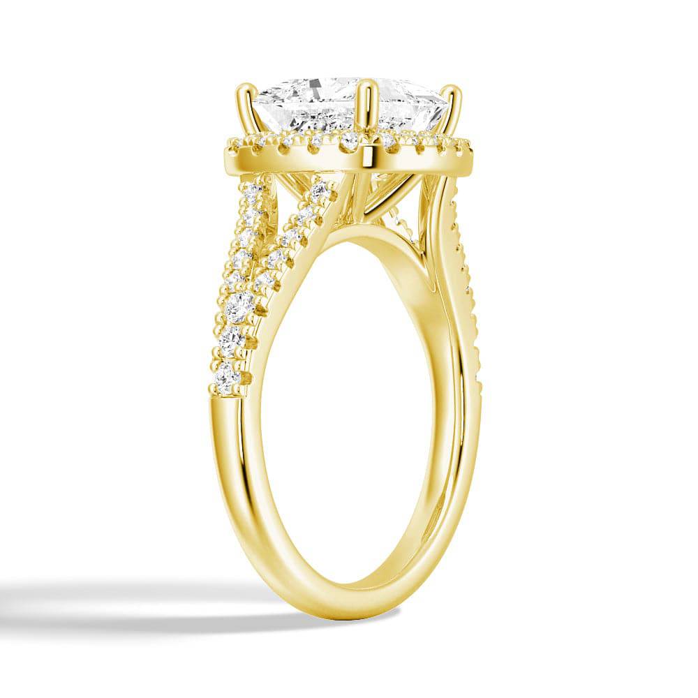 1.5ct Halo Princess Cut Moissanite Engagement Ring 14K White Gold Split Shank Band - Perfect for Proposals, Weddings & Anniversary Gifts