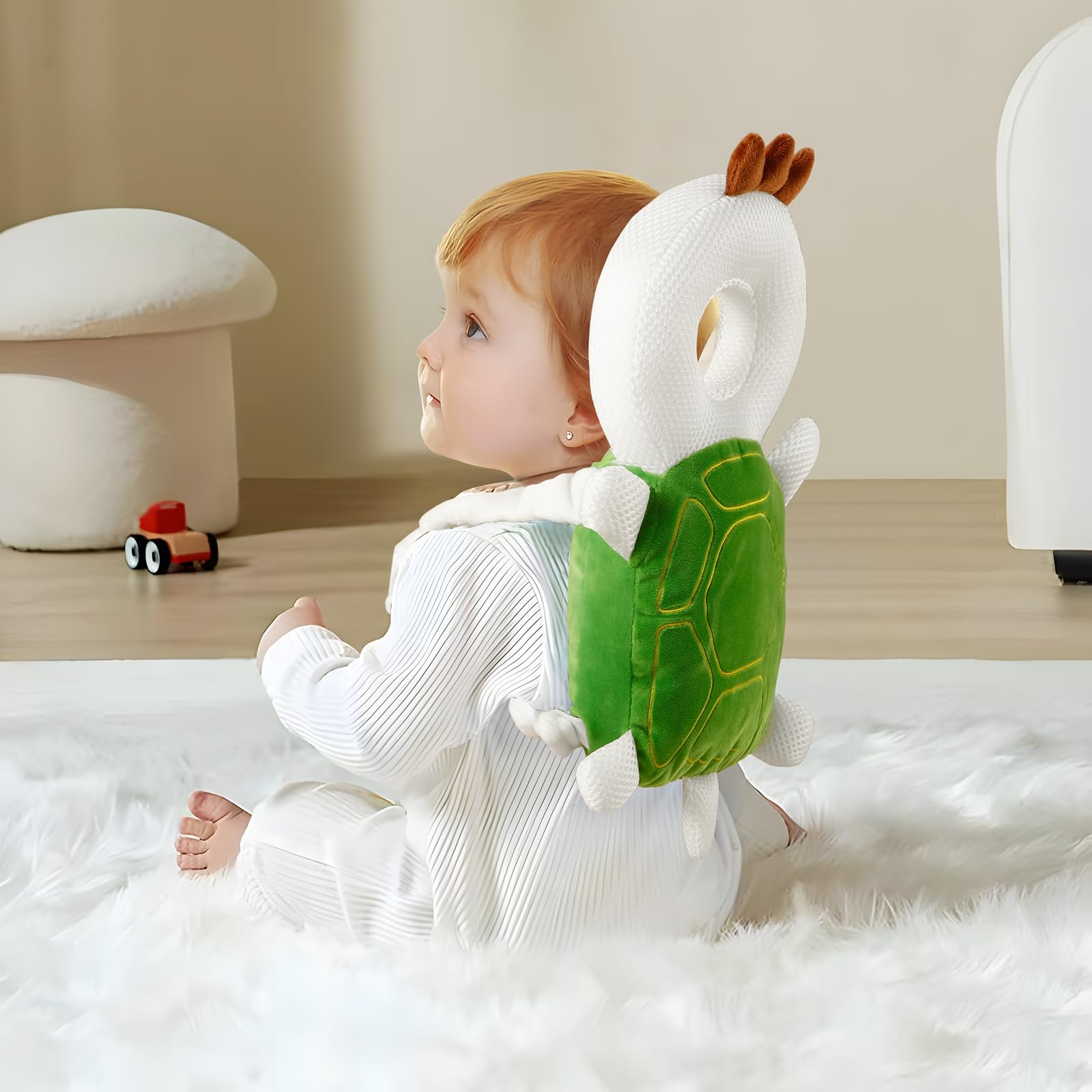 PandaEar Baby Head Protection Backpack - Adjustable Toddler Safety Backpack with Head Protector for Crawling & Walking - Fall Protection Gear for Infants (Green) - Perfect for Learning to Walk, Playtime & Outdoor Adventures