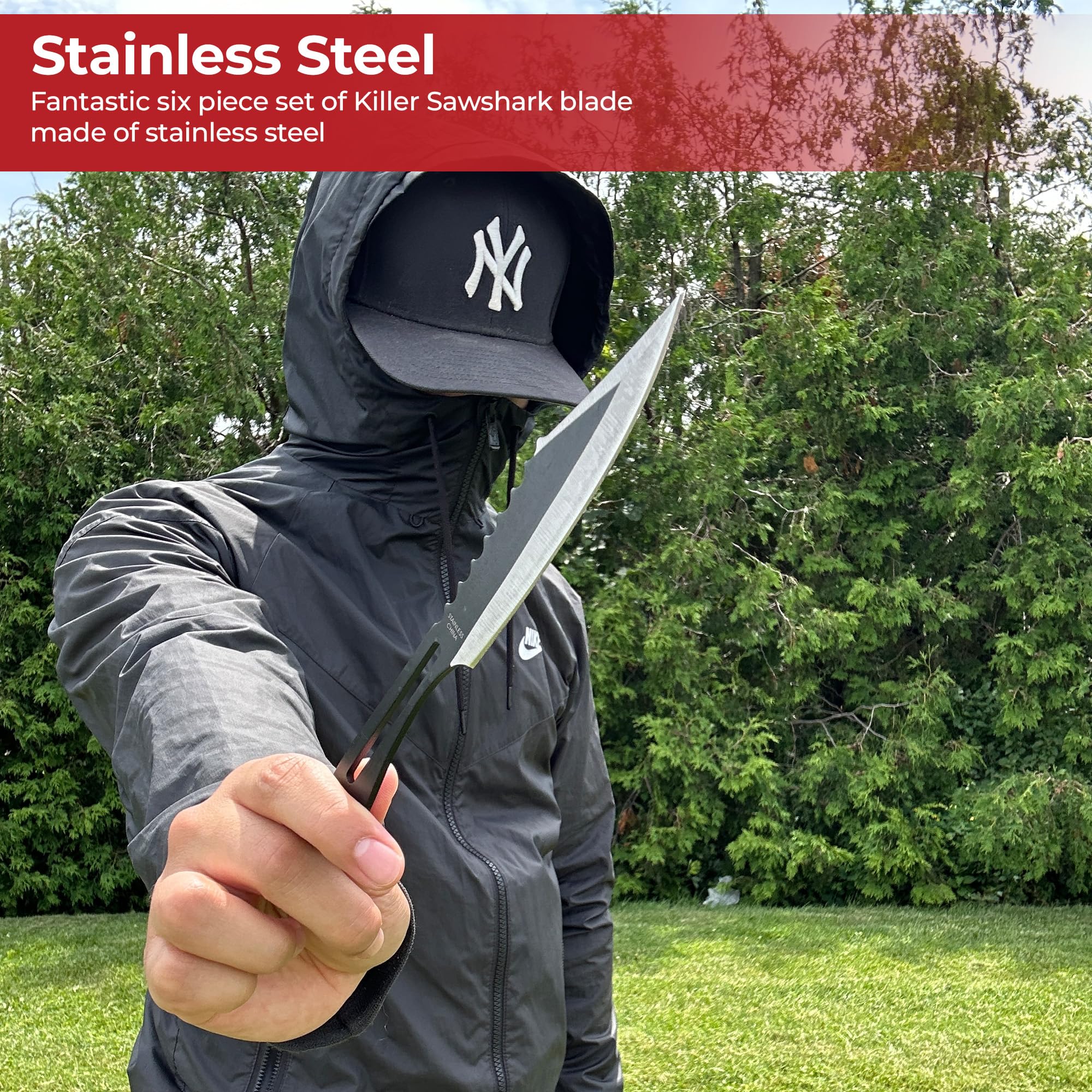 MedievalDepot 6-Piece Throwing Knife Set - 7.5 Inch Stainless Steel Knives with Black Leather Sheath | Perfect for Outdoor Survival Training, Target Practice & Medieval Reenactments