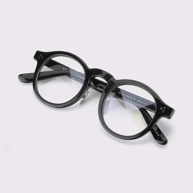Stylish Black Unisex Acetate Full-Rim Round Eyeglasses 4526 - Perfect for Reading, Work & Everyday Fashion Accessory