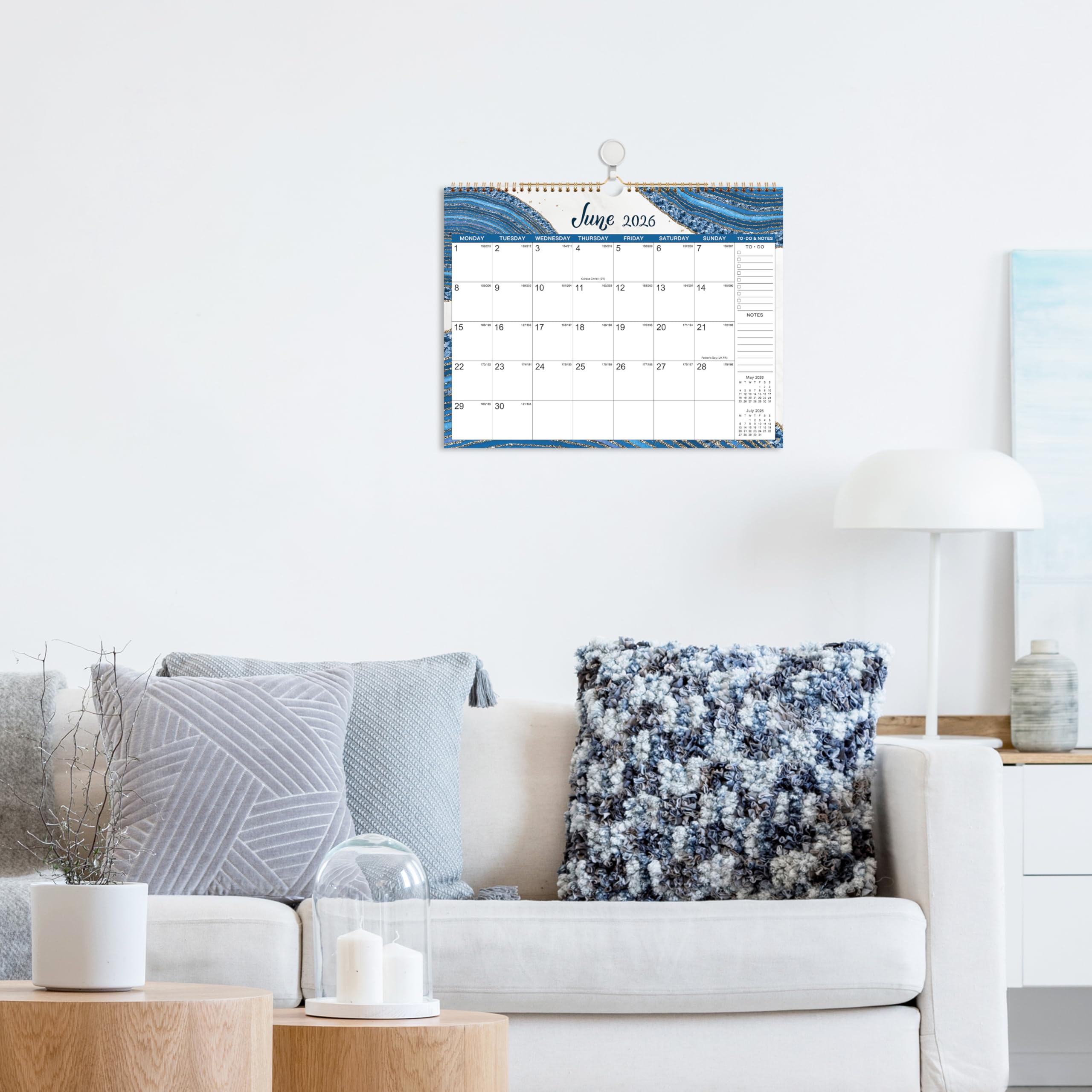 2025-2026 Wall Calendar - 18 Month Planner from March 2025 to August 2026 | 6 Stylish Designs | Twin-Wire Binding with Hanging Hook | 14.8