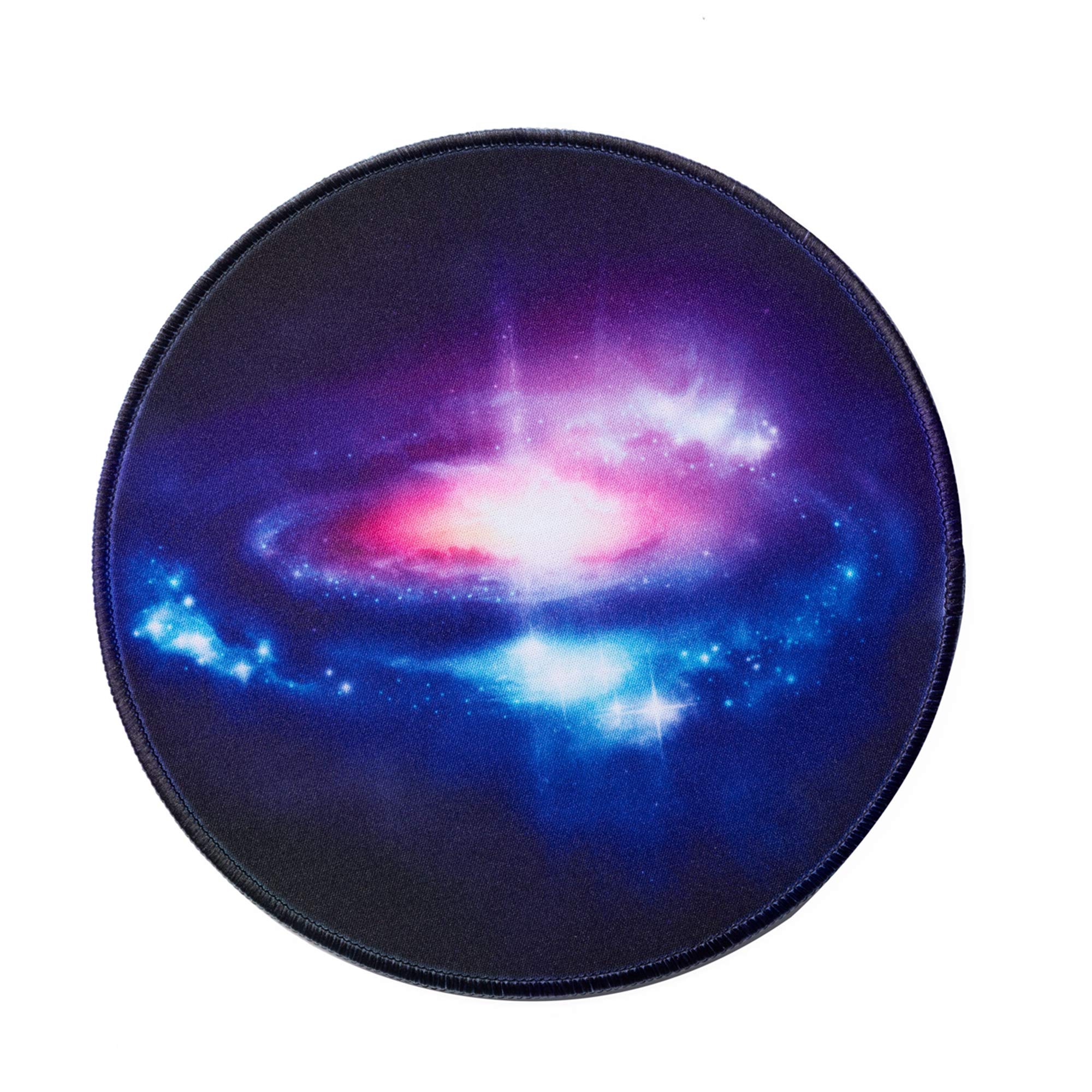 Galaxy Round Vibrant Mouse Pad - Non-Slip Rubber Base with Stitched Edge, 8x8 Inch Small Gaming Mouse Mat for Office & Computer Desk - Perfect for Work, Gaming & Home Office Use