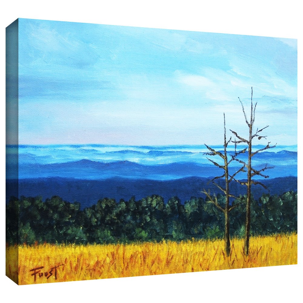 Gene Foust 'Serene Mountain Tops' Gallery Wrapped Canvas Wall Art - 36x48 Inches - Modern Landscape Painting for Living Room, Bedroom & Office Decor