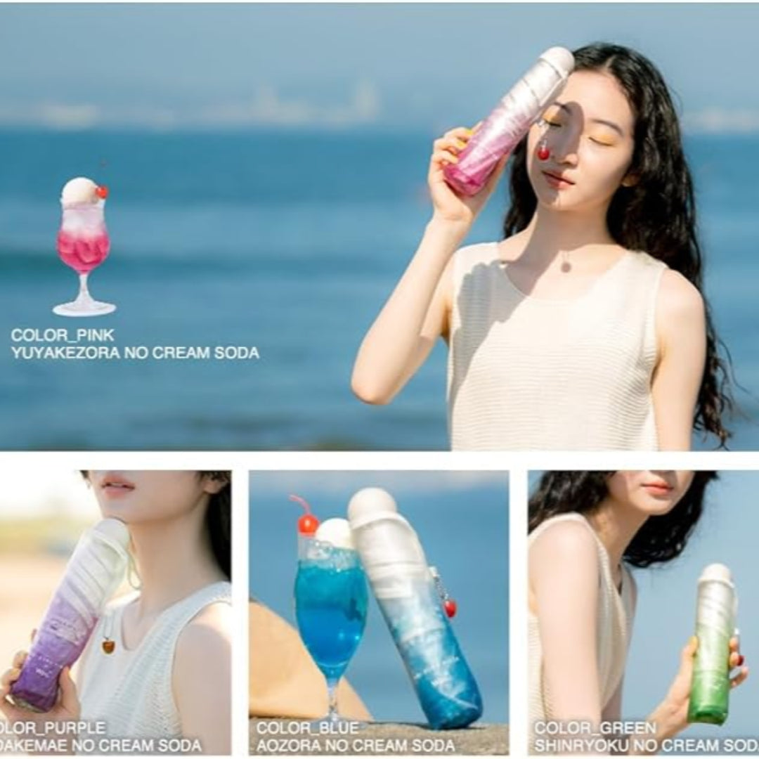 WPC. Tabisuru Kissa x Cream Soda Mini Umbrella 50cm Compact Foldable Sun & Rain Protection - Perfect for Travel, Beach & Daily Commute (WPC 37 PT)