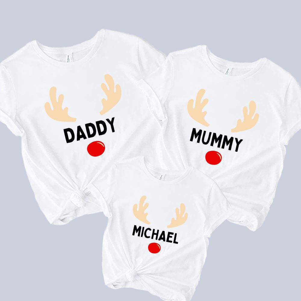 CLR Reindeer Family Matching Christmas T-Shirts - Festive Holiday Outfits for Family Photos & Christmas Gatherings