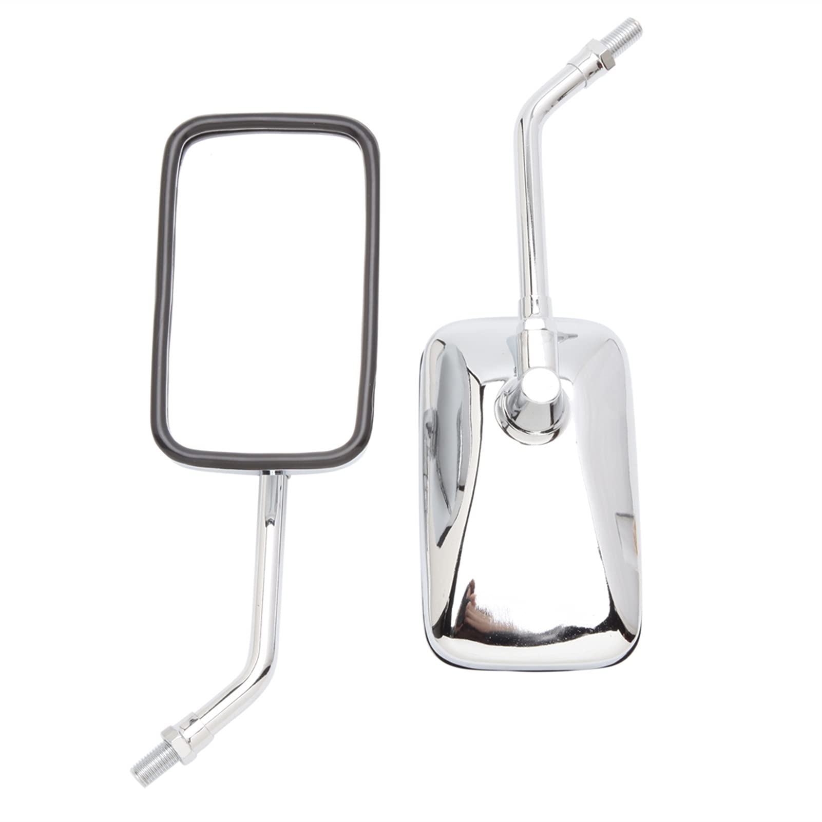 Universal 8-10mm Chrome Aluminum Motorcycle Rearview Mirrors - 1 Pair Rectangle Design for Honda Shadow Spirit 750/1100 & VTX1300/VTX1800 - Durable Bike Mirror Accessories for Enhanced Safety & Style on Cruisers & Touring Rides