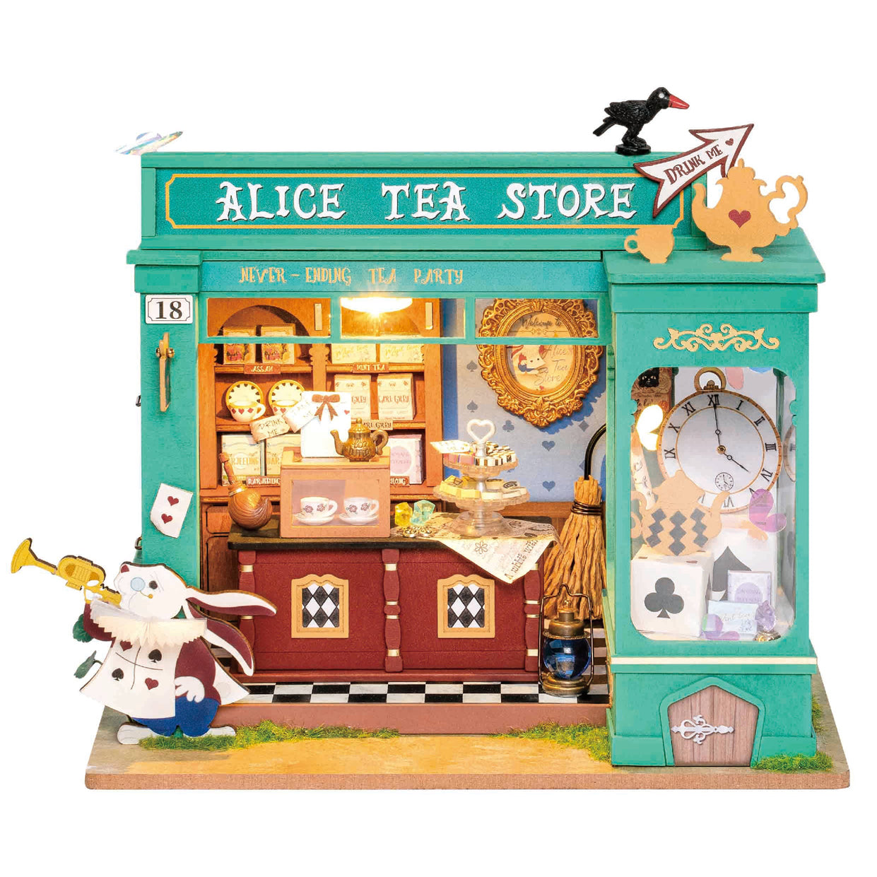Alice's Tea Store Miniature Dollhouse Kit - DIY Miniature House Model for Collectors & Hobbyists | Perfect for Home Decor, Gift Giving & Creative Play