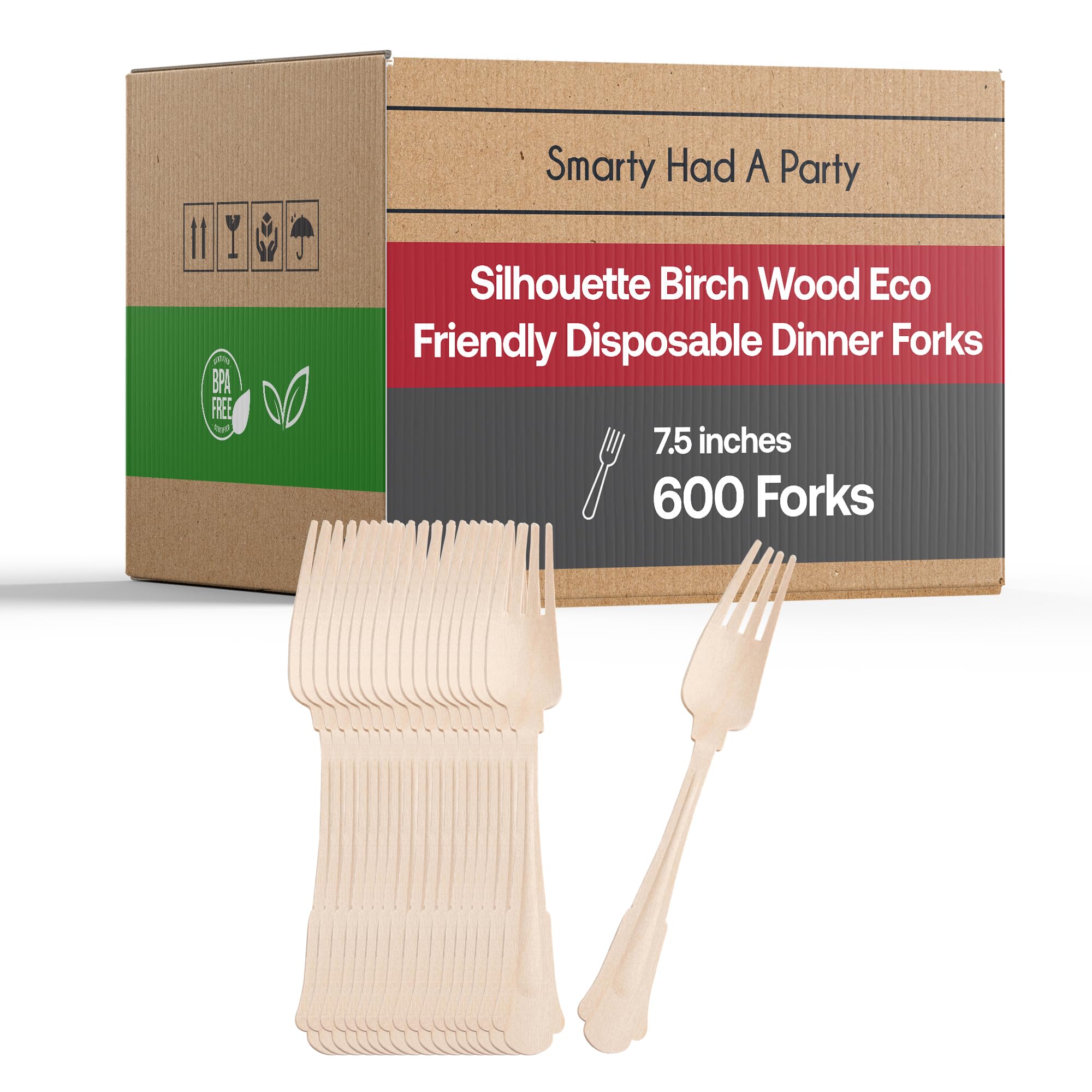 100% Compostable Birch Wood Forks 600 Pcs - 7.5