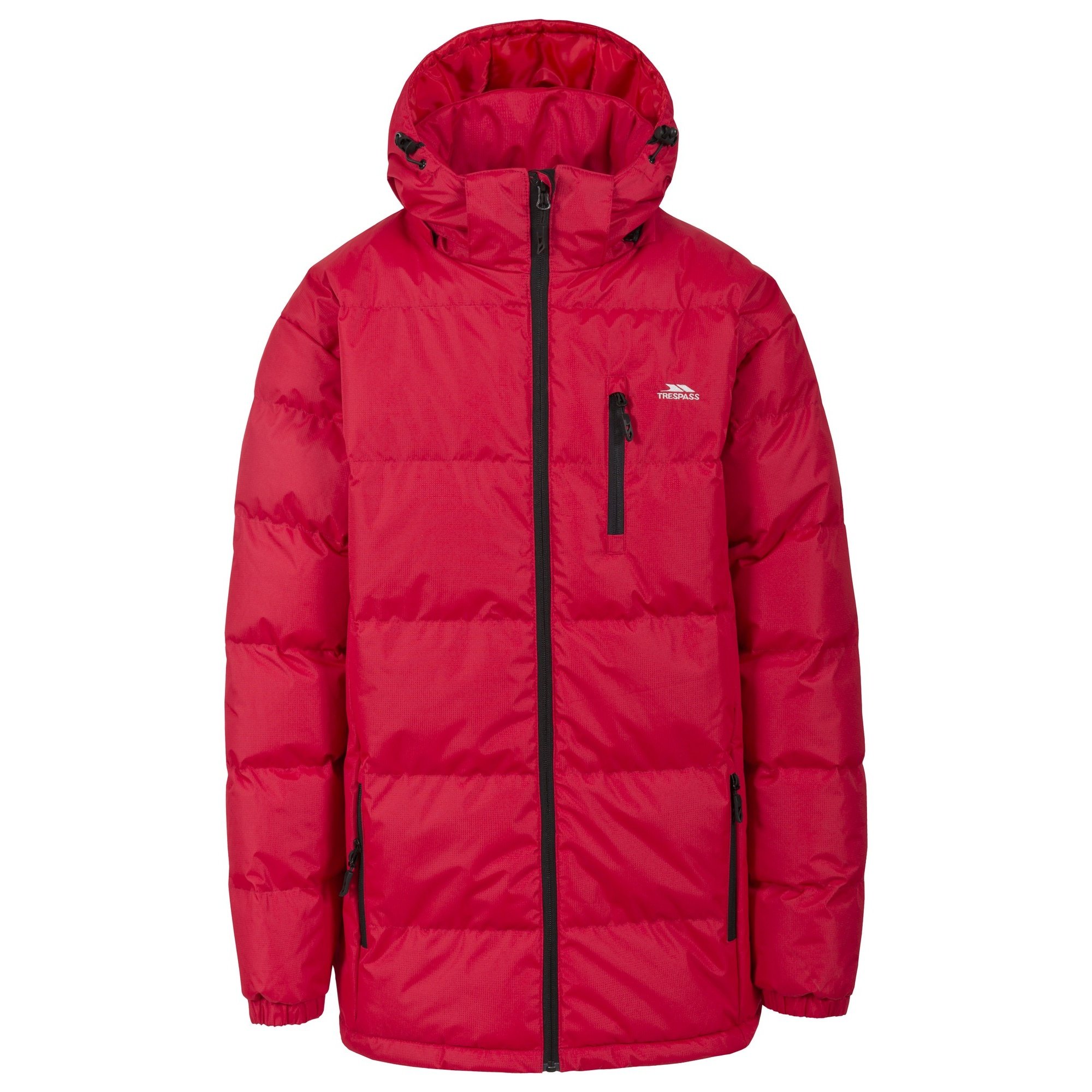 Trespass Men's Clip Padded Jacket - Lightweight Waterproof Winter Coat with Detachable Hood, XS Size in Red - Perfect for Hiking, Camping & Outdoor Adventures