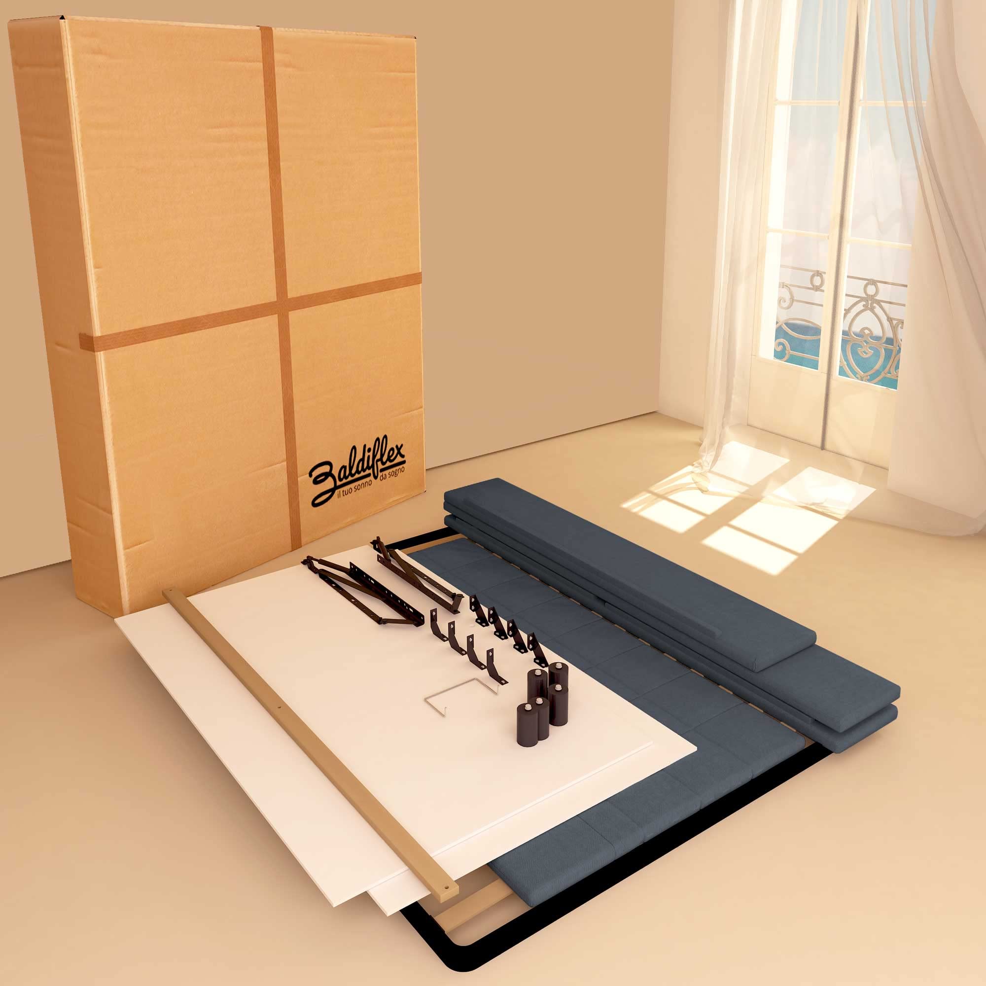 Baldiflex Single Bed Frame with Storage, Dublin Fabric Model, Slatted Base for Single Mattresses, 90 x 190 cm, Elegant Headboard, Anthracite Gray - Perfect for Small Bedrooms, Guest Rooms & Space-Saving Solutions