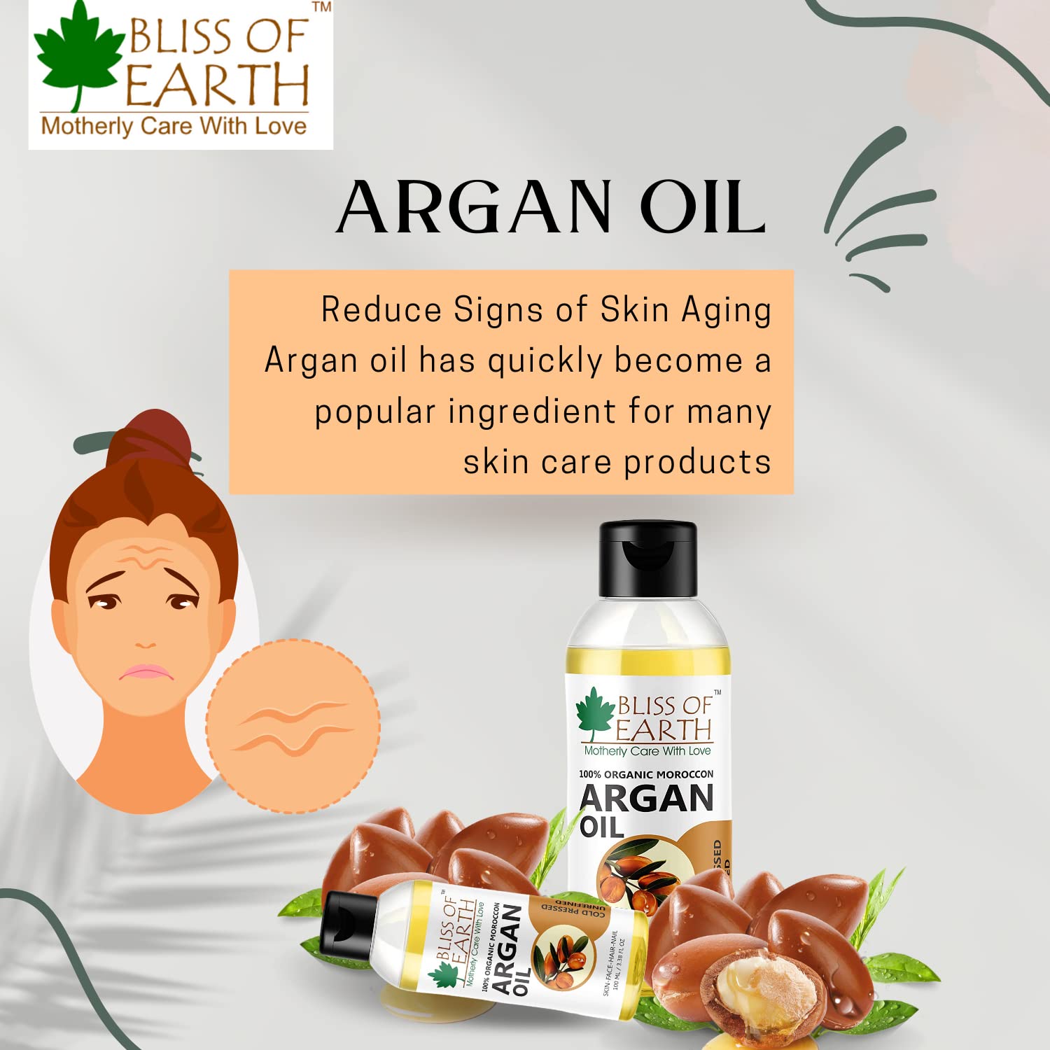 100% Organic Cold-Pressed Moroccan Argan Oil for Hair & Skin - Pure Natural Baby-Safe Moisturizer (100ml) | Hydrates Dry Hair, Nourishes Skin & Strengthens Nails - Perfect for Daily Hair Care, Face Moisturizing & Body Massage