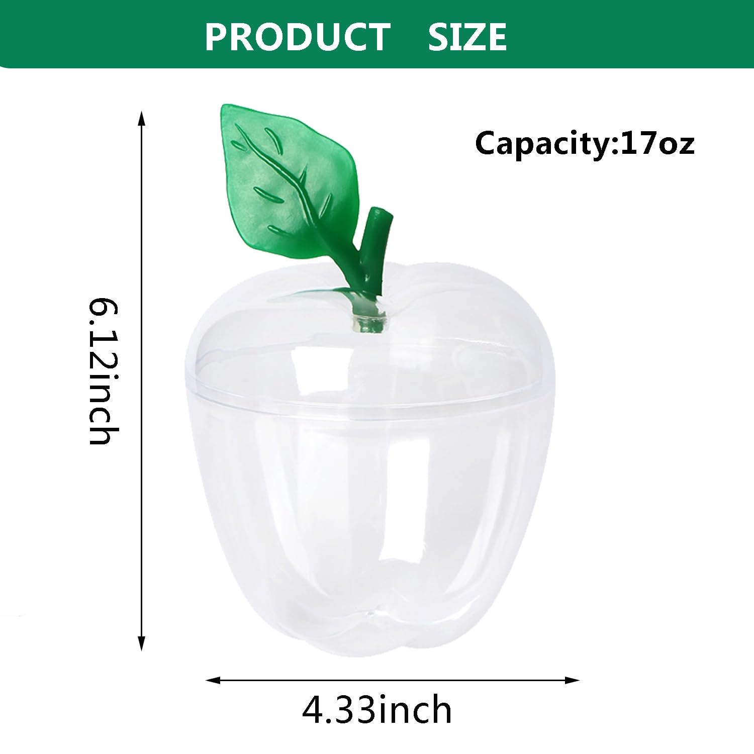 Farochy Large Clear Apple Shaped Plastic Container - 2 Pack for Candy Storage, Teacher Appreciation Gifts, Back to School Supplies & Party Decorations - Perfect for Classroom Treats, Office Snacks and Holiday Gift Packaging