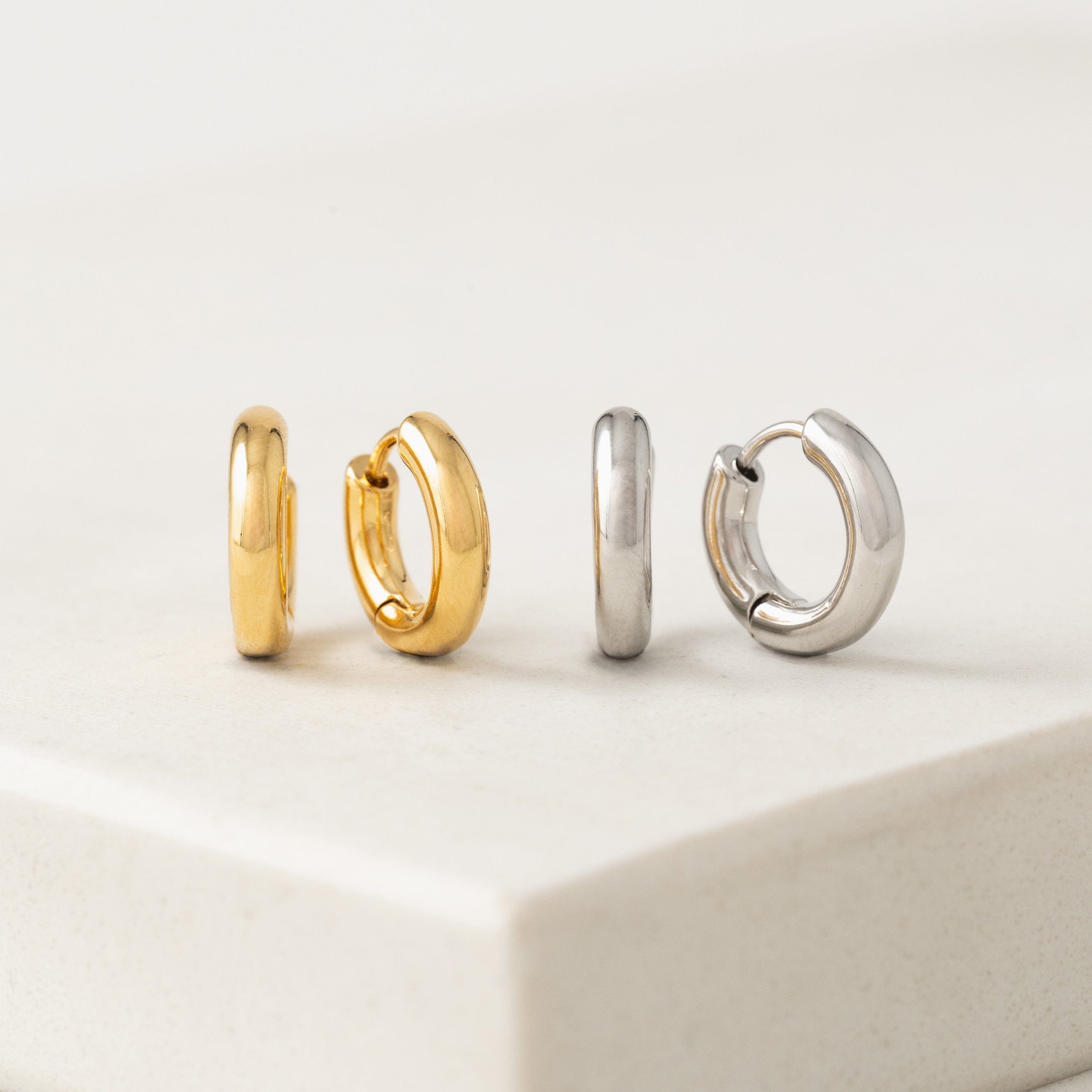 Small Puff Hoop Earrings for Women - Lightweight Dainty Gold Plated Huggie Hoops - Trendy Minimalist Jewelry for Everyday Wear, Date Night & Gifts