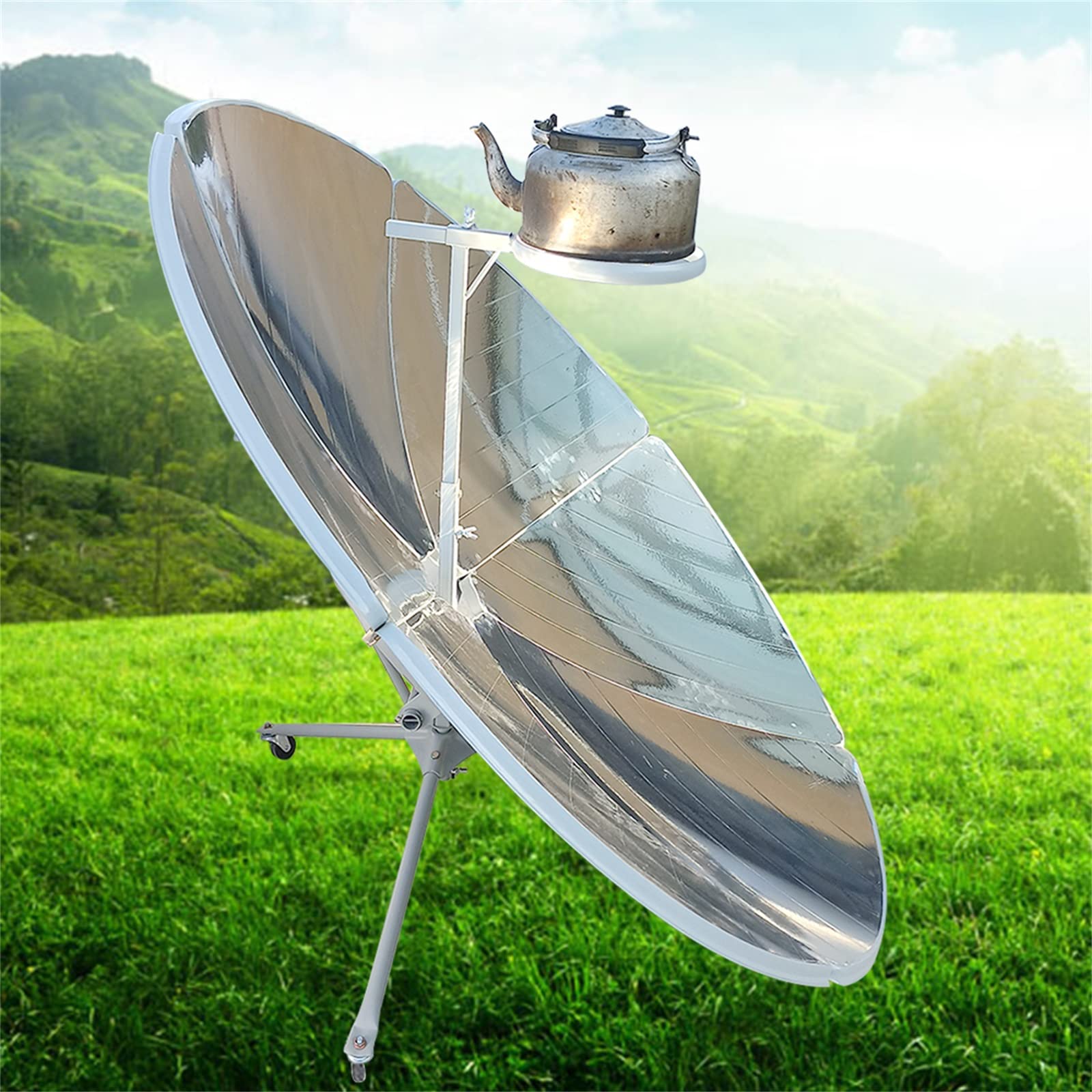 59-Inch Parabolic Solar Cooker - Portable Outdoor Camping Sun Oven with 800-1000°C High Temperature for BBQ, Cooking & Survival - Perfect for Backpacking, Emergency Preparedness & Off-Grid Living