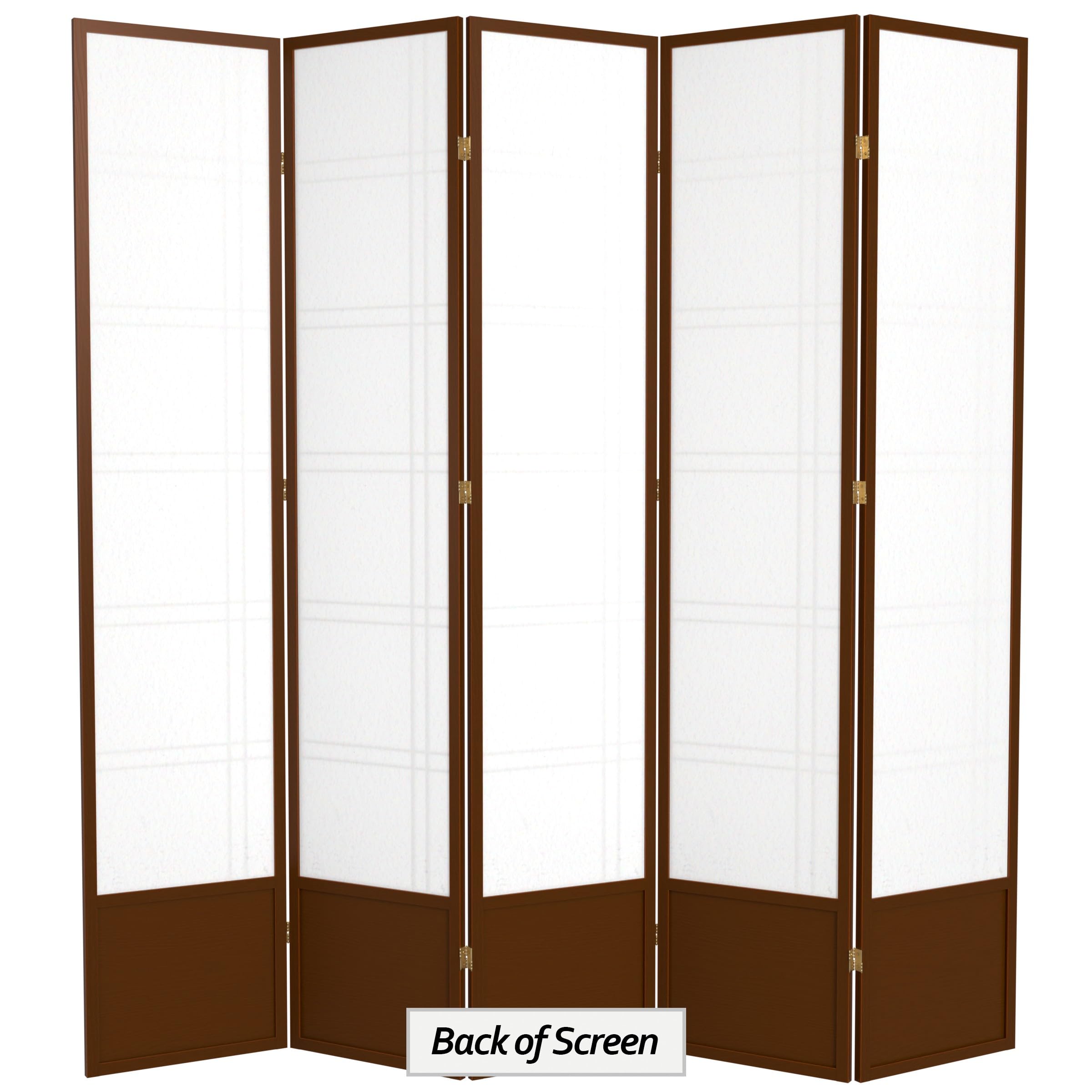 Red Lantern SS-84-DC-Walnut 5-Panel Room Divider Screen - Solid Walnut Wood Folding Partition for Home, Office & Event Decor