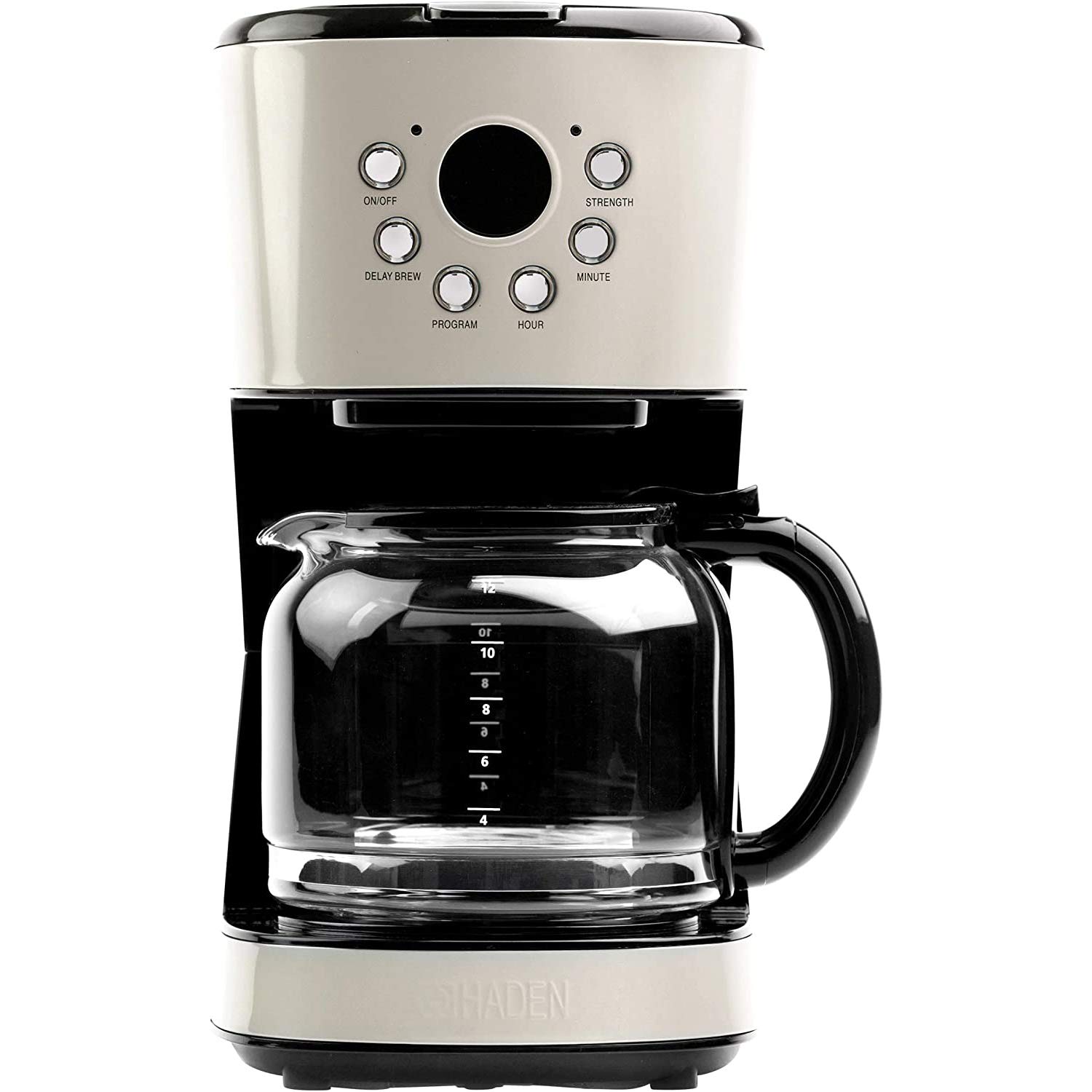 HADEN 12-Cup Programmable Drip Coffee Maker with Auto Shut-Off, Reusable Washable Filter & Keep Warm Function - Perfect for Home, Office & Breakfast Brewing (Putty)
