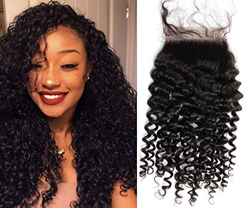10 Inch Brazilian Virgin Human Hair Lace Closure - Curly, Free Part, with Baby Hair for Natural Look | Perfect for Protective Styles, Weaves & Extensions