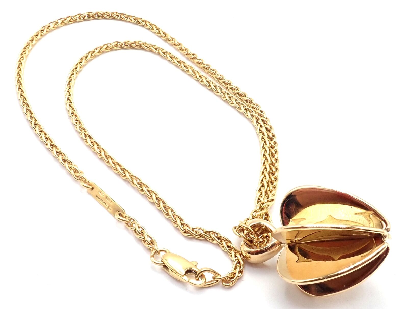 Authentic Cartier 18k Yellow Gold Double C 3D Apple Pendant Necklace for Women - Luxury Jewelry Gift for Anniversary, Birthday & Special Occasions
